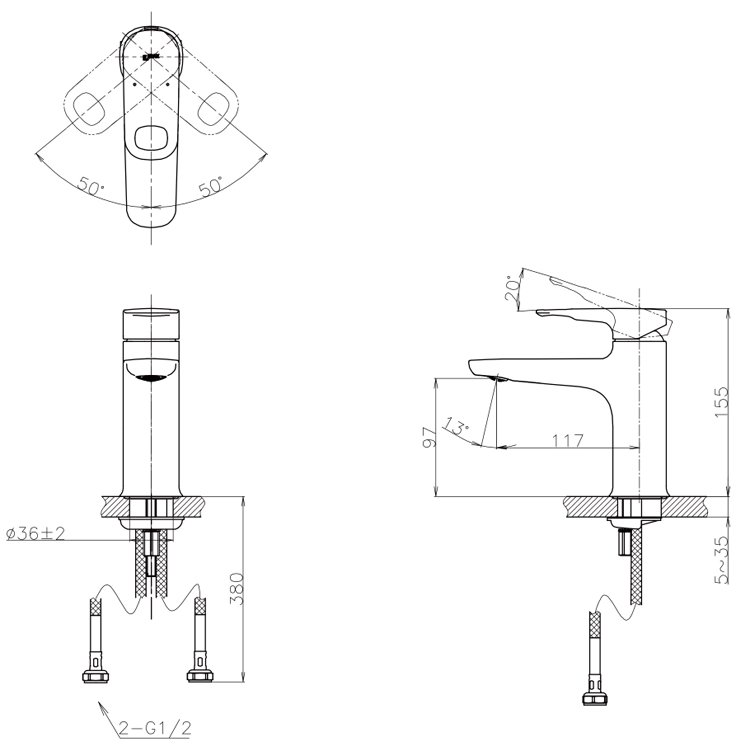 Vòi Lavabo Inax LFV-652SH Đặt Bàn Nóng Lạnh
