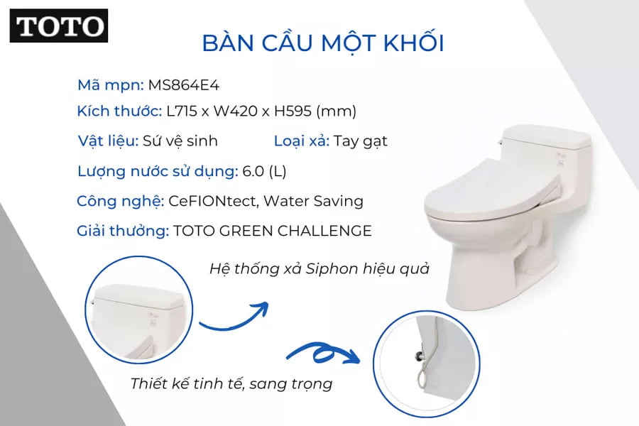 Bồn cầu TOTO 1 khối chính hãng