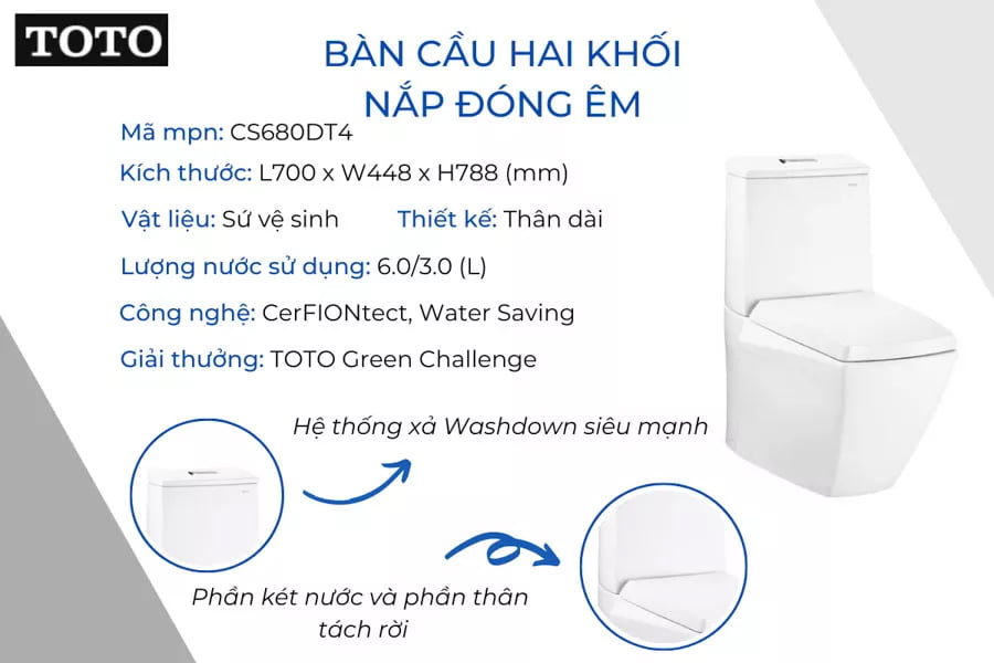 Bàn cầu vệ sinh 2 khối TOTO