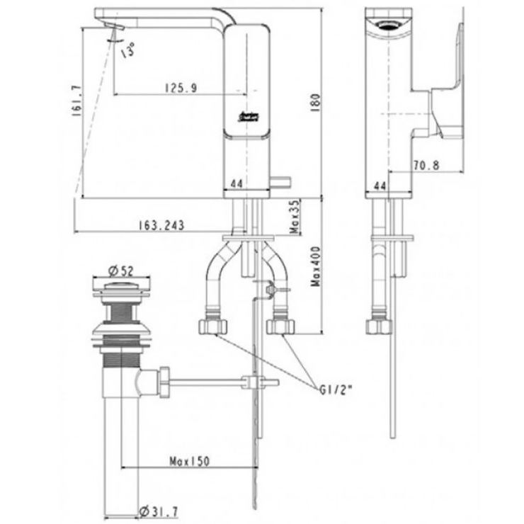 Vòi Lavabo American Standard WF-1305BHG Nóng Lạnh Màu Ghi Acacia Evolution