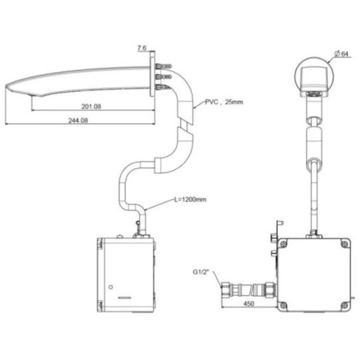 Vòi Lavabo American Standard WF-8508.DC Cảm Ứng Pin Gắn Tường