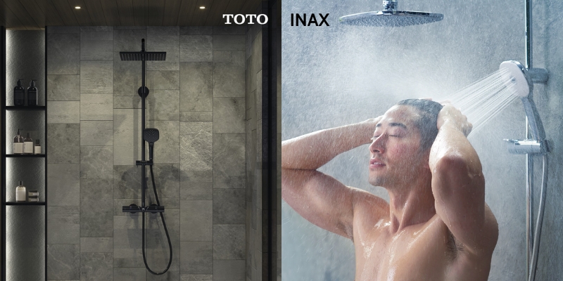 So sánh sen tắm nhiệt độ và vòi sen nóng lạnh TOTO và INAX Nen mua vòi sen tắm của hãng nào?