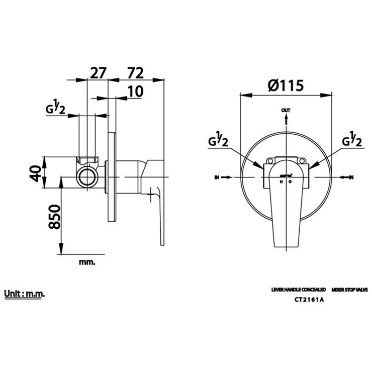 Van Điều Chỉnh Nóng Lạnh Cotto CT2161A Âm Tường