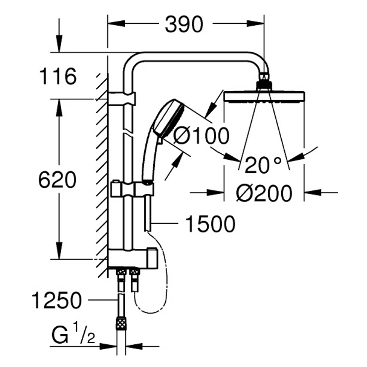 Thân Sen Cây Grohe New Tempesta Cosmo 200 27394001 Không Bộ Trộn Thân Sen Cây Grohe New Tempesta Cosmo 200 27394001 Không Bộ Trộn