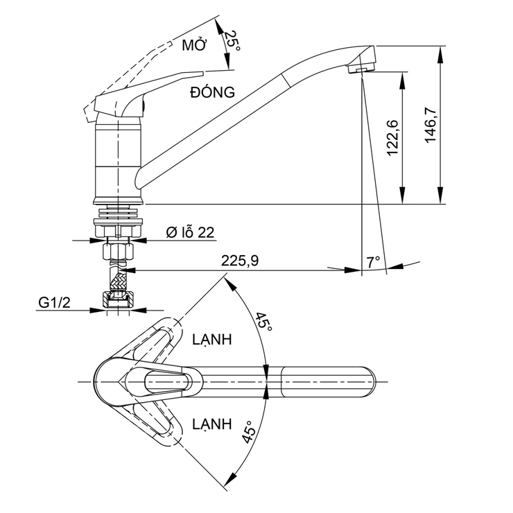 Vòi Bếp Lạnh Luxta L3103