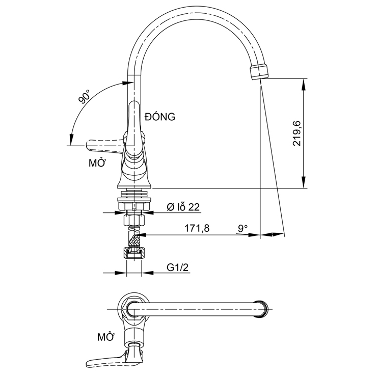 Vòi Bếp Lạnh Luxta L3105M