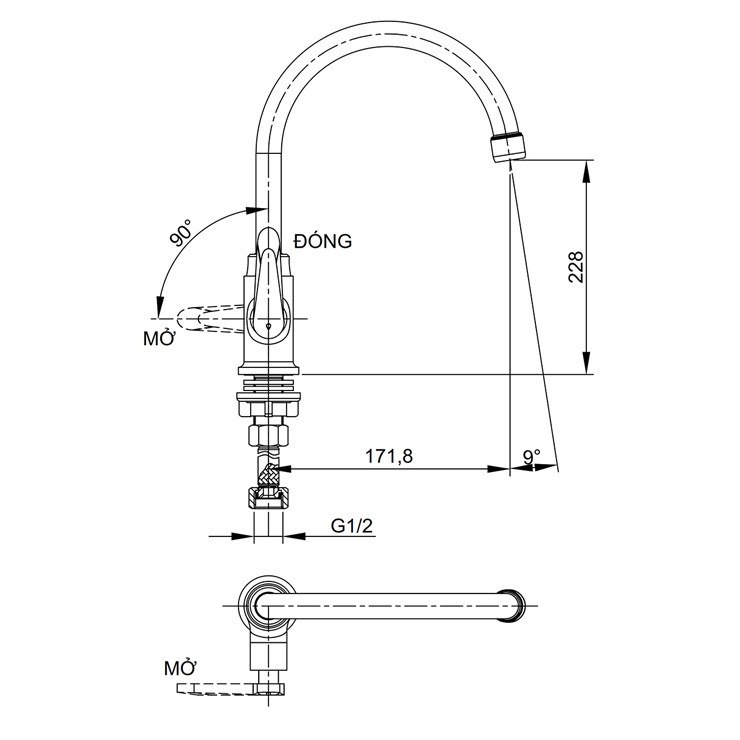 Vòi bếp lạnh Luxta L3118NT3