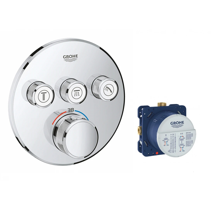 Bộ Trộn Âm Ổn Nhiệt Grohe 29121000 + 35600000 SmartControl Gắn Tường