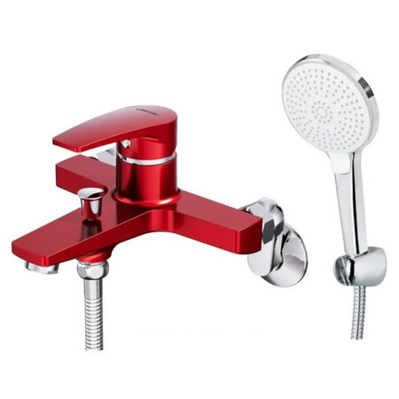 Vòi Sen Nóng Lạnh CAESAR S393CR Màu Đỏ Tay Sen Massage