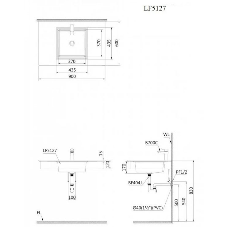 Chậu Rửa Lavabo Âm Bàn CAESAR LF5127 Vuông