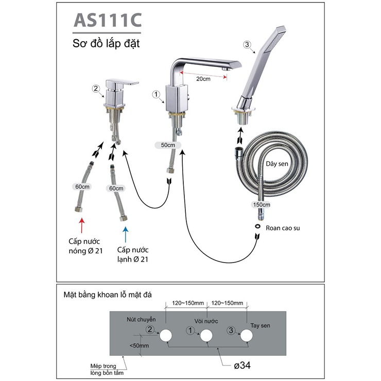 Vòi Sen Bồn Tắm Caesar AS111C Vòi Sen Bồn Tắm Caesar AS111C