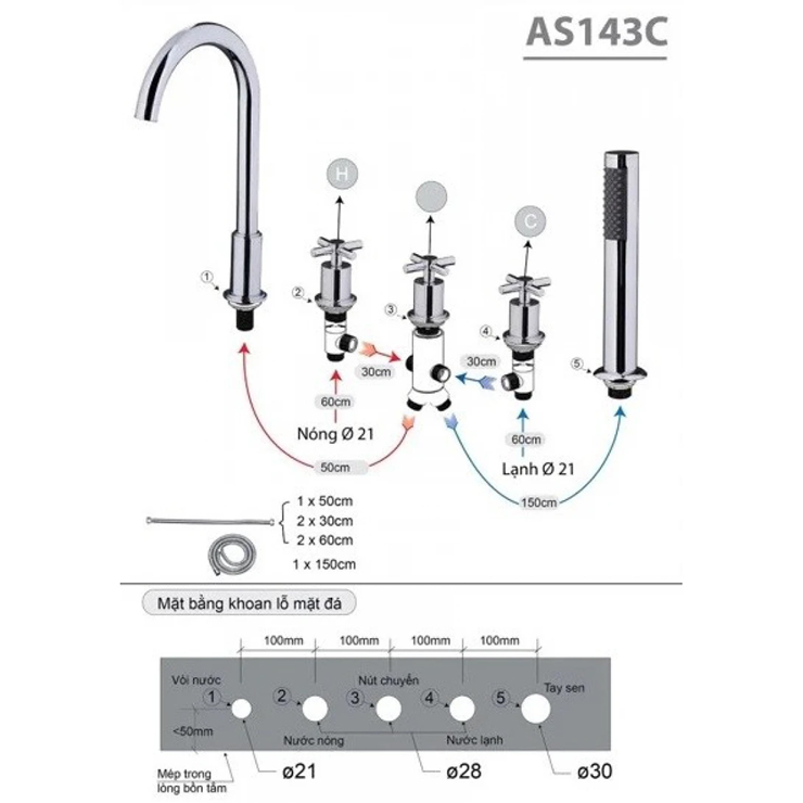 Bộ Vòi Sen Bồn Tắm CAESAR AS143C Bộ Vòi Sen Bồn Tắm CAESAR AS143C