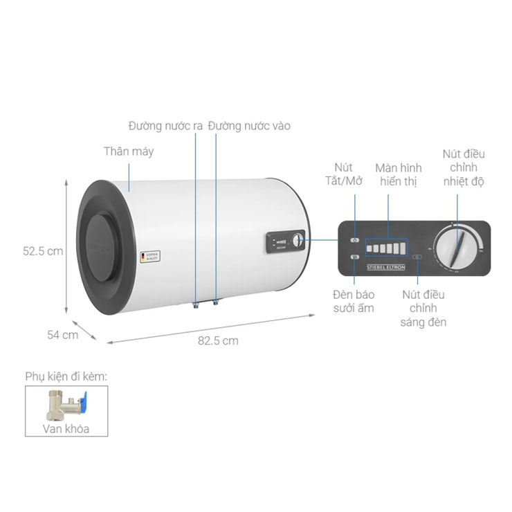 Máy Nước Nóng Gián Tiếp STIEBEL ELTRON ESH 80 H PLUS T-VN 80 Lít Ngang 2500W