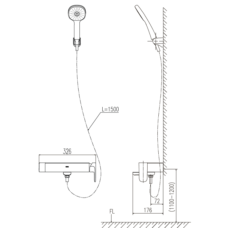 Vòi Sen Tắm INAX BFV-633S (BFV633S) Nóng Lạnh Tay Sen Tăng Áp Vòi Sen Tắm INAX BFV-633S (BFV633S) Nóng Lạnh Tay Sen Tăng Áp