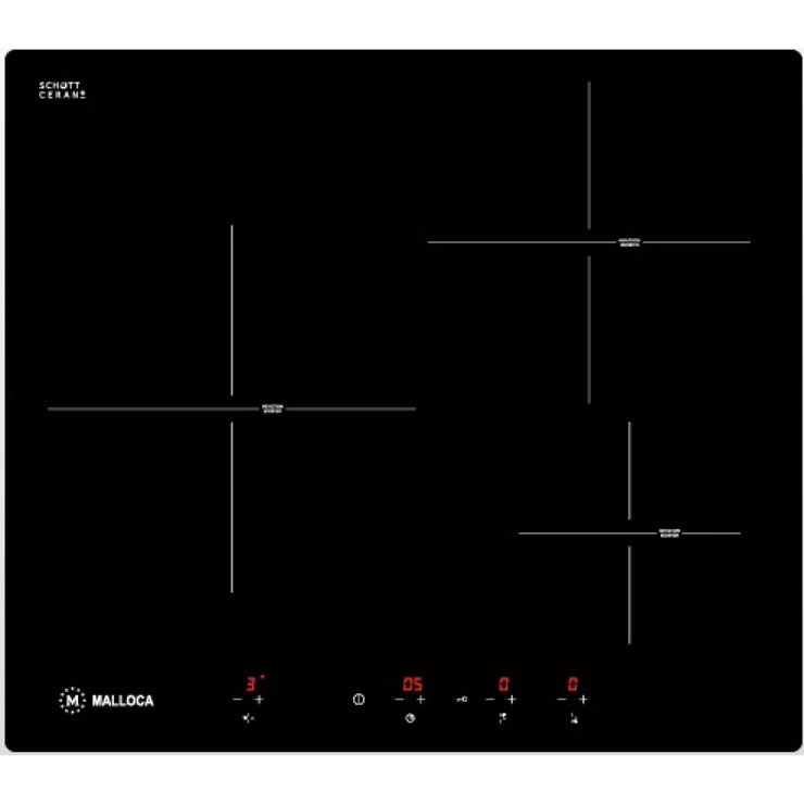 Bếp Từ Malloca MI 593 B Mặt Kính Đen 3 Vùng Nấu