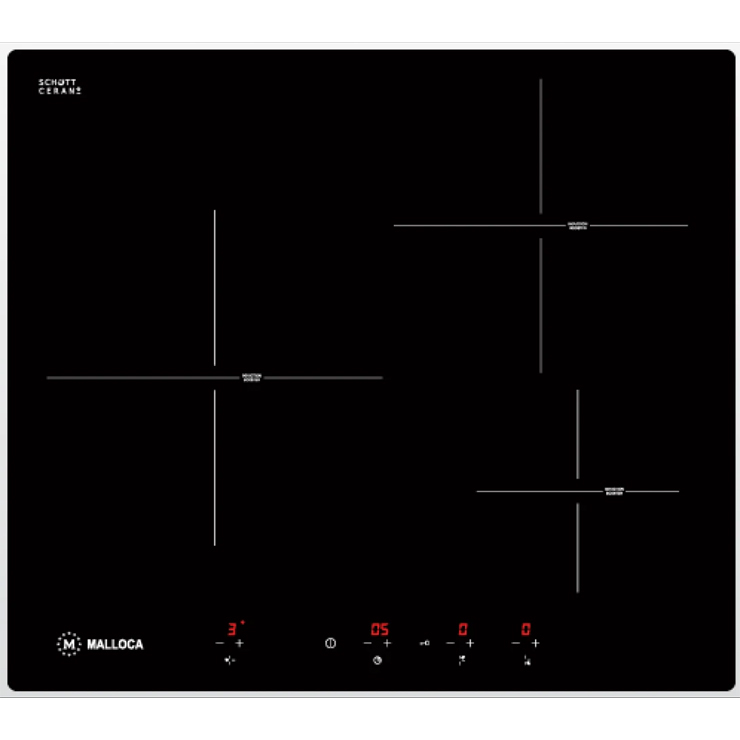 Bếp Từ Malloca MI 593 BN (MI593BN) Mặt Kính Đen 3 Bếp