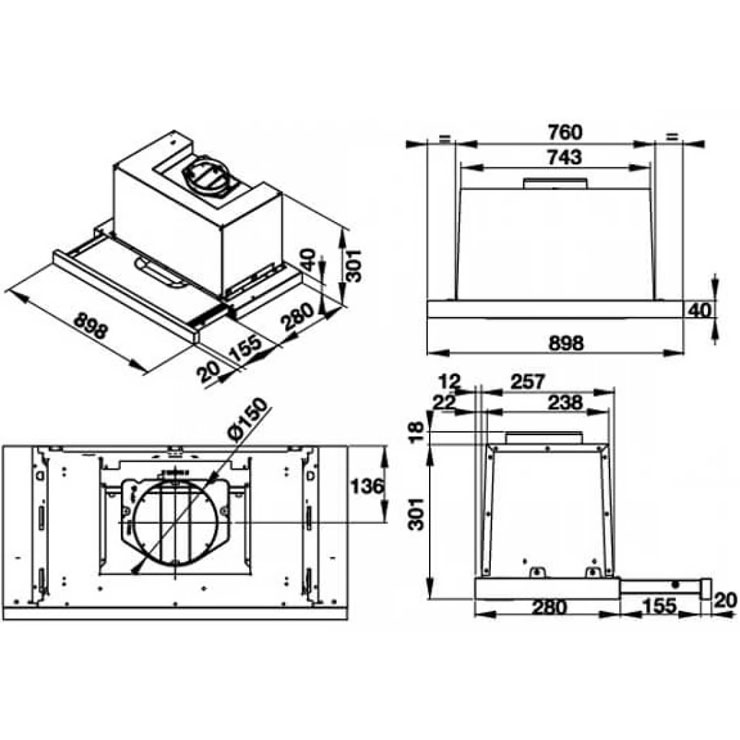 Máy Hút Khói Khử Mùi Hafele 539.81.075 HH-TG90E Âm Tủ Máy Hút Khói Khử Mùi Hafele 539.81.075 HH-TG90E Âm Tủ