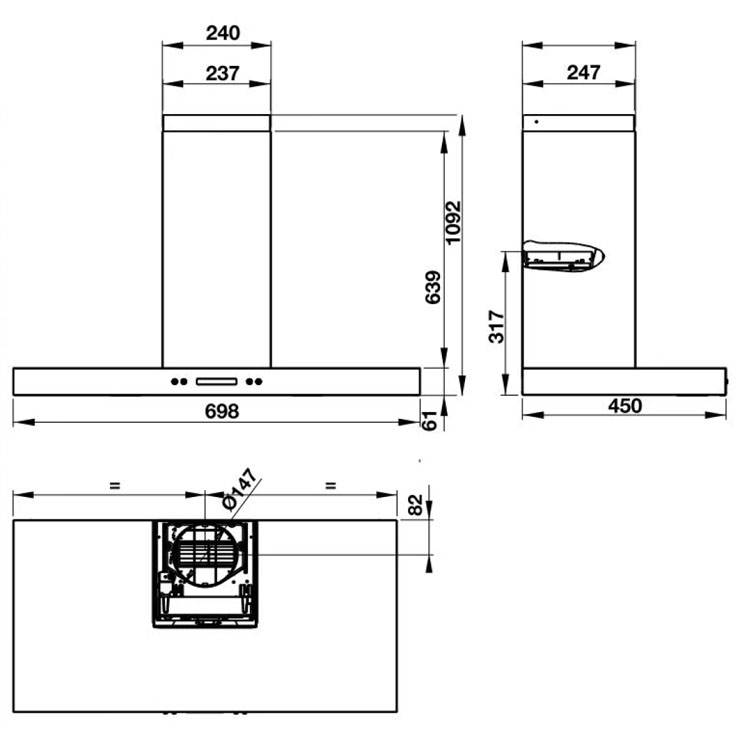 Máy Hút Khói Khử Mùi Hafele 539.81.158 HH-WI70C Gắn Tường Máy Hút Khói Khử Mùi Hafele 539.81.158 HH-WI70C Gắn Tường