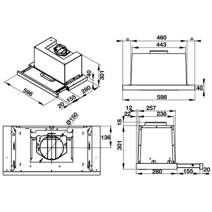 Máy Hút Khói Khử Mùi Hafele 539.81.073 HH-TG60E Âm Tủ Máy Hút Khói Khử Mùi Hafele 539.81.073 HH-TG60E Âm Tủ