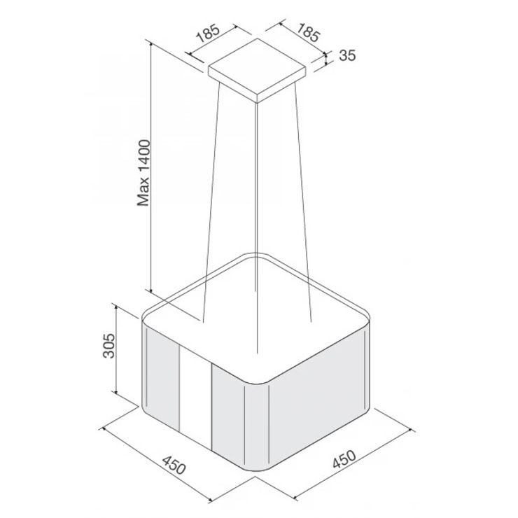 Máy Hút Khói Khử Mùi Malloca CUBE F-181 Đảo Máy Hút Khói Khử Mùi Malloca CUBE F-181 Đảo