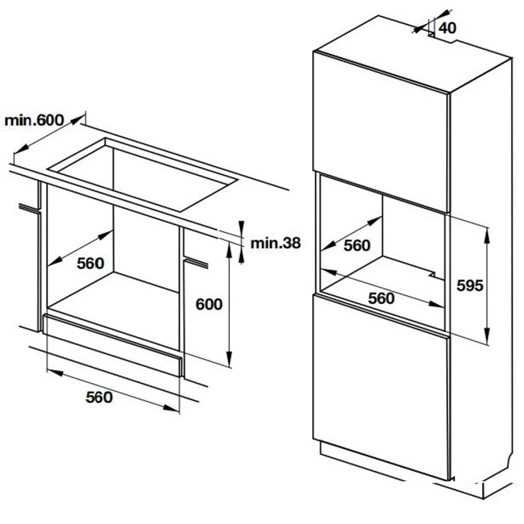 Lò Nướng Hafele 534.05.561 HO-T60D Âm Tủ Lò Nướng Hafele 534.05.561 HO-T60D Âm Tủ