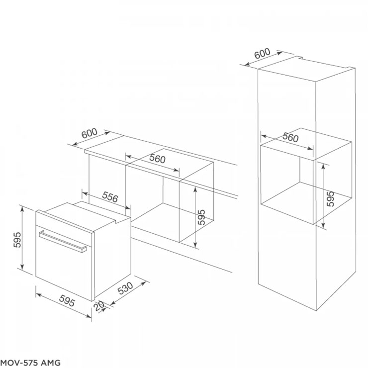 Lò Nướng Điện Malloca MOV-575 ECO Âm Tủ Lò Nướng Điện Malloca MOV-575 ECO Âm Tủ