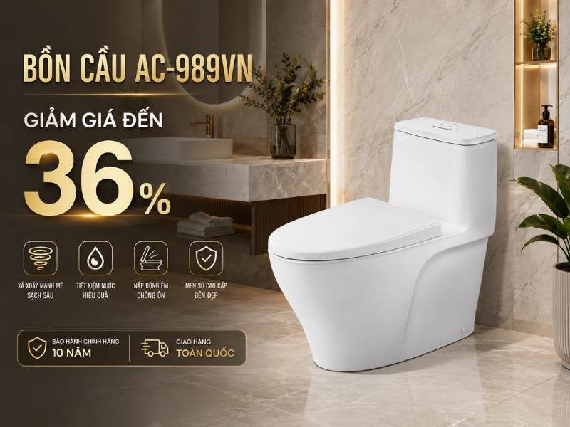 Bồn cầu INAX AC-989VN 1 khối khuyến mãi 36%