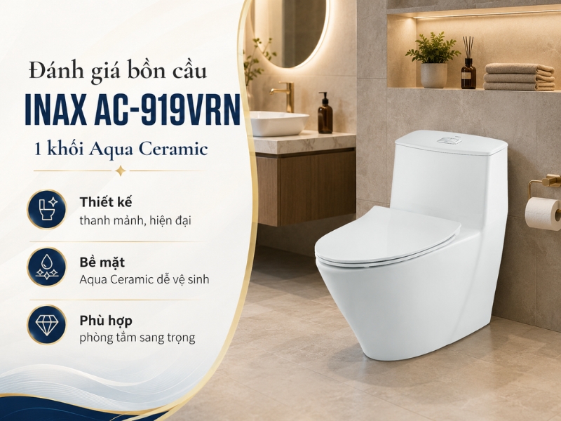 Đánh giá bồn cầu INAX AC-919VRN 1 khối Aqua Ceramic